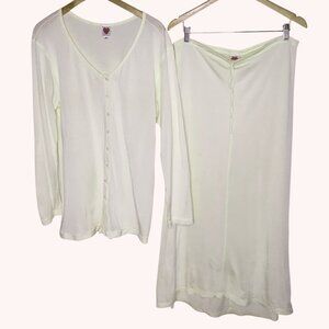 HIDDEN HEART Vintage Butter Yellow Lounge Set Top Skirt Drawstring Waist Size M